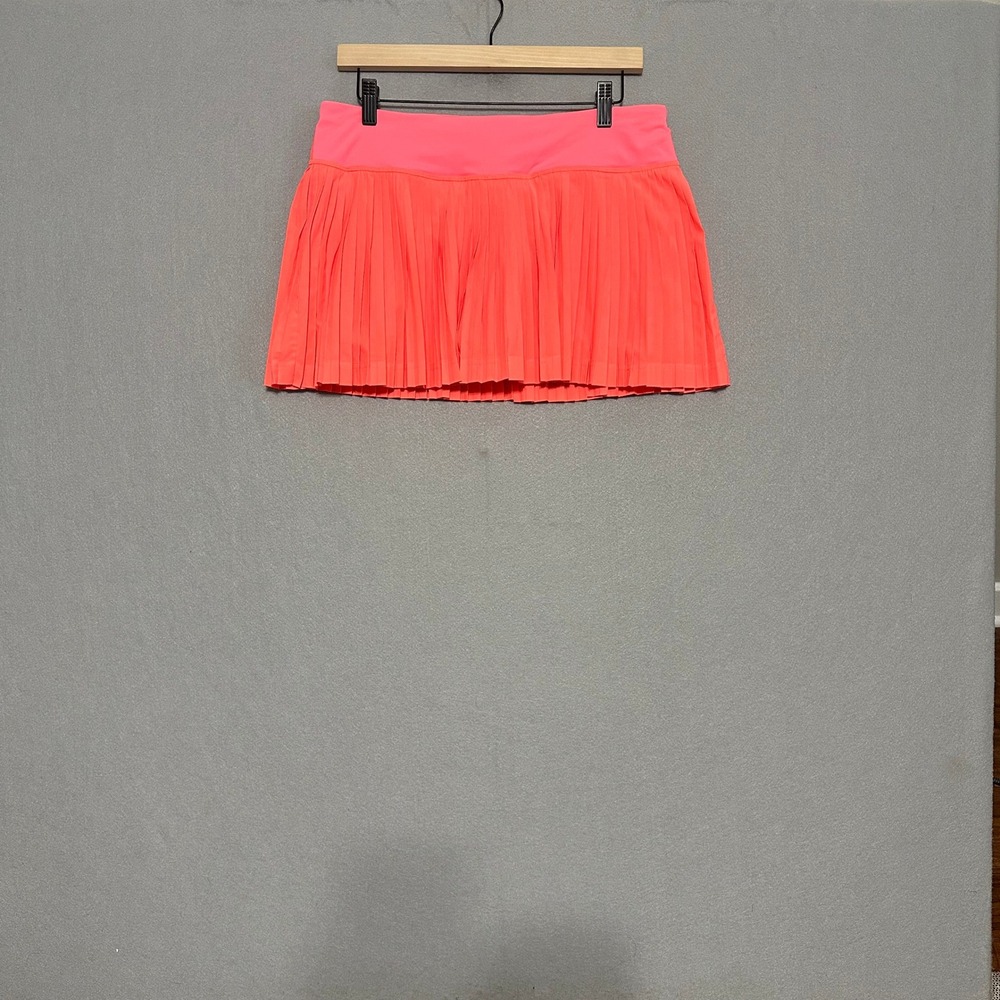 Lululemon Pace Rival Pleated Skirt 8 Neon‎ Sunset Orange Pink Tennis Golf Skort